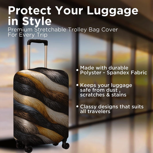 WanderWraps Spendex Polyester Protective Luggage Cover | Hard Luggage Trolley Bag Cover | Washable | Dust Proof | Stretchable | Feather Printedd__