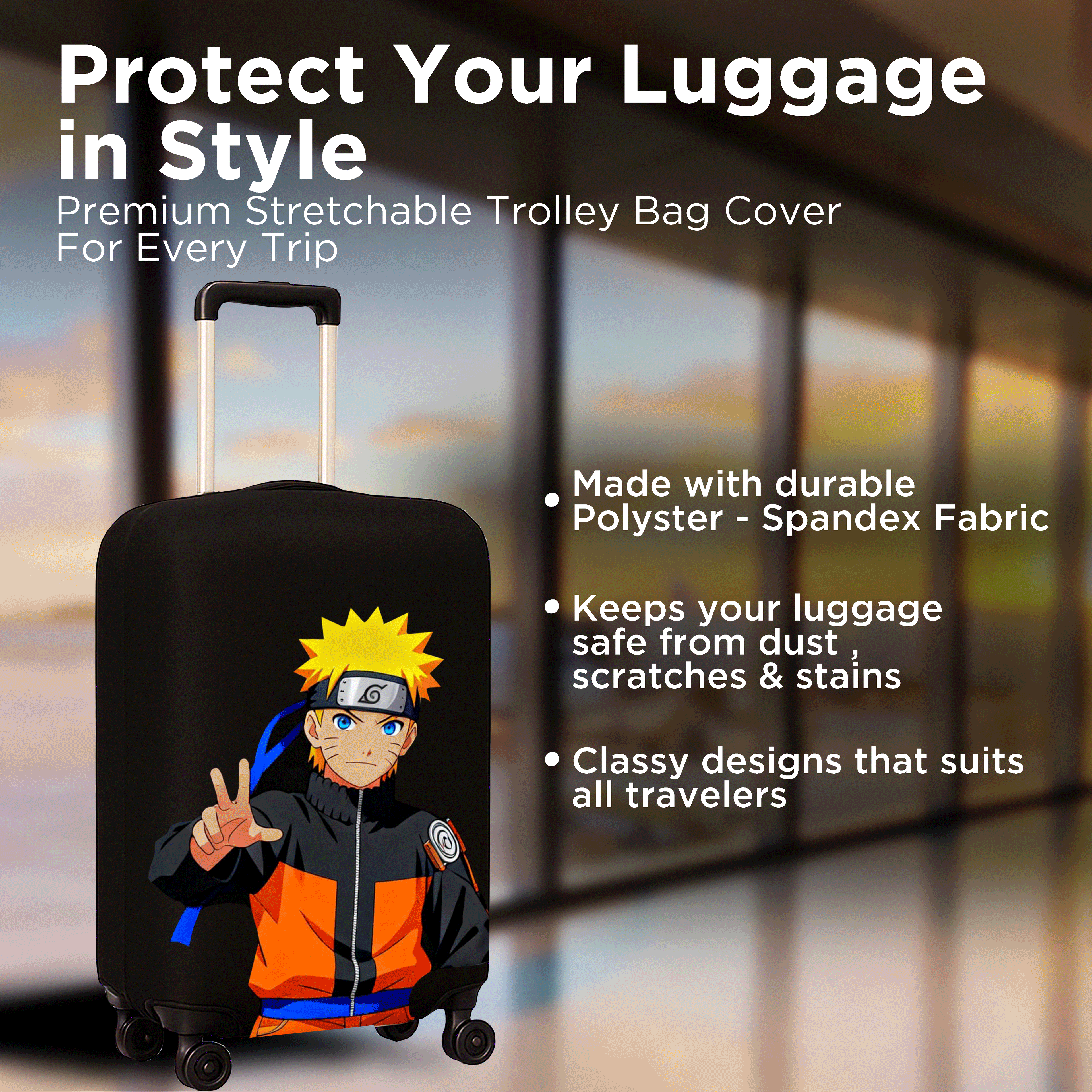 WanderWraps Spendex Polyester Protective Luggage Cover | Hard Luggage Trolley Bag Cover | Washable | Dust Proof | Stretchable | Hokagee
