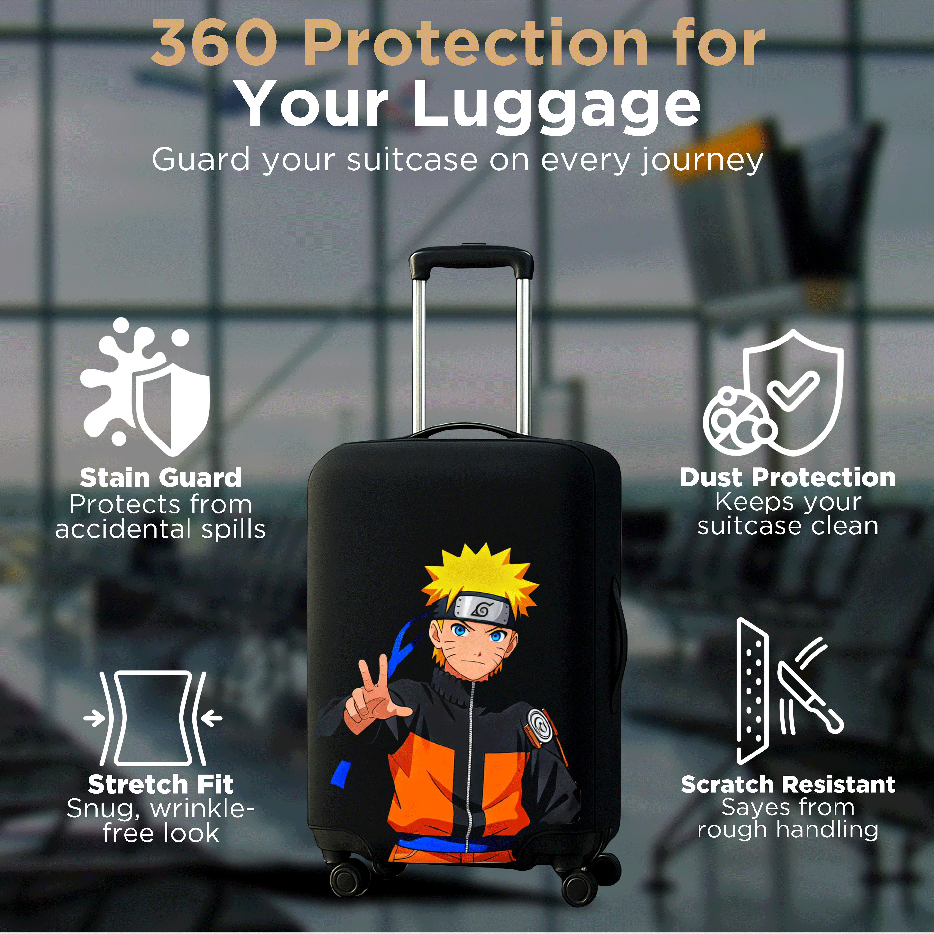 WanderWraps Spendex Polyester Protective Luggage Cover | Hard Luggage Trolley Bag Cover | Washable | Dust Proof | Stretchable | Hokagee