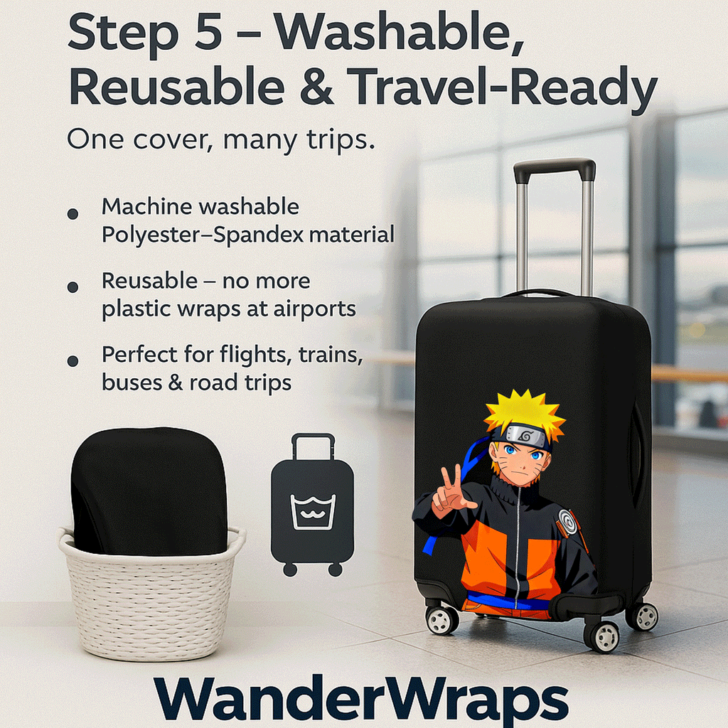 WanderWraps Spendex Polyester Protective Luggage Cover | Hard Luggage Trolley Bag Cover | Washable | Dust Proof | Stretchable | Hokagee