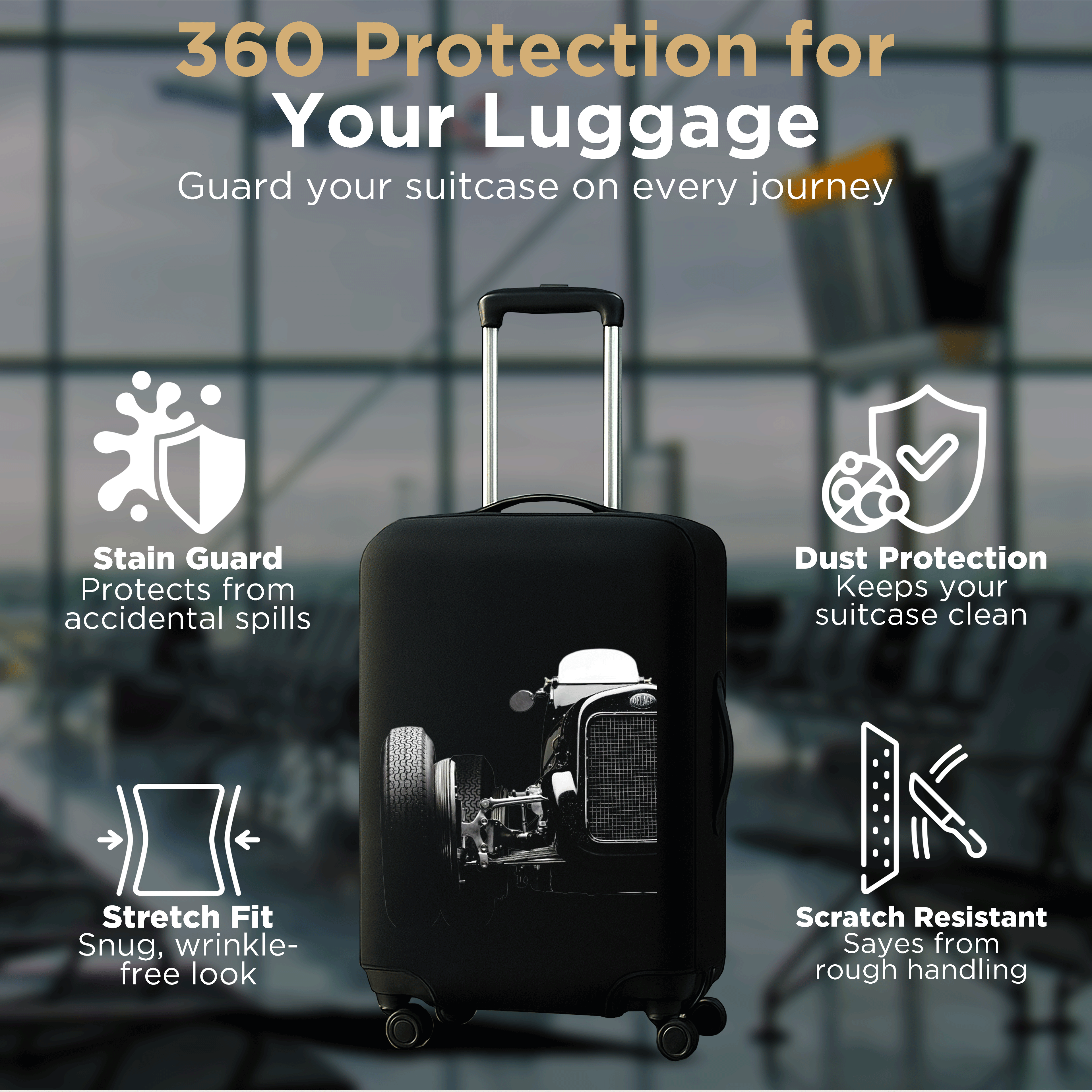 WanderWraps Spendex Polyester Protective Luggage Cover | Hard Luggage Trolley Bag Cover | Washable | Dust Proof | Stretchable | Legacyy
