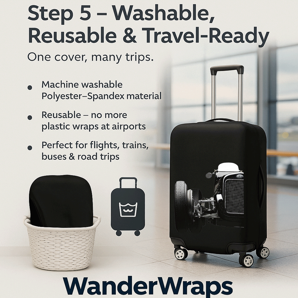 WanderWraps Spendex Polyester Protective Luggage Cover | Hard Luggage Trolley Bag Cover | Washable | Dust Proof | Stretchable | Legacyy