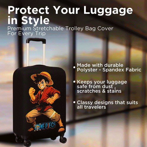 WanderWraps Spendex Polyester Protective Luggage Cover | Hard Luggage Trolley Bag Cover | Washable | Dust Proof | Stretchable Captain