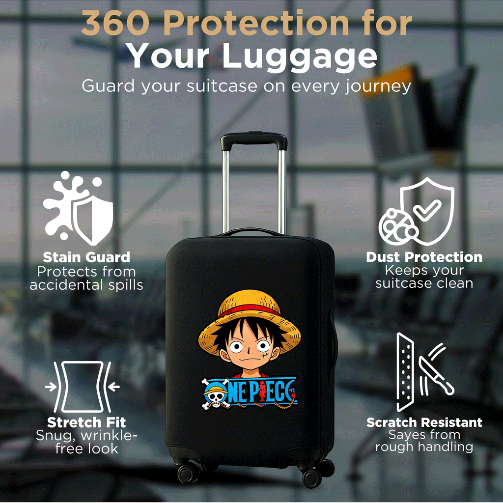 WanderWraps Spendex Polyester Protective Luggage Cover | Hard Luggage Trolley Bag Cover | Washable | Dust Proof | Stretchable | Captain 1