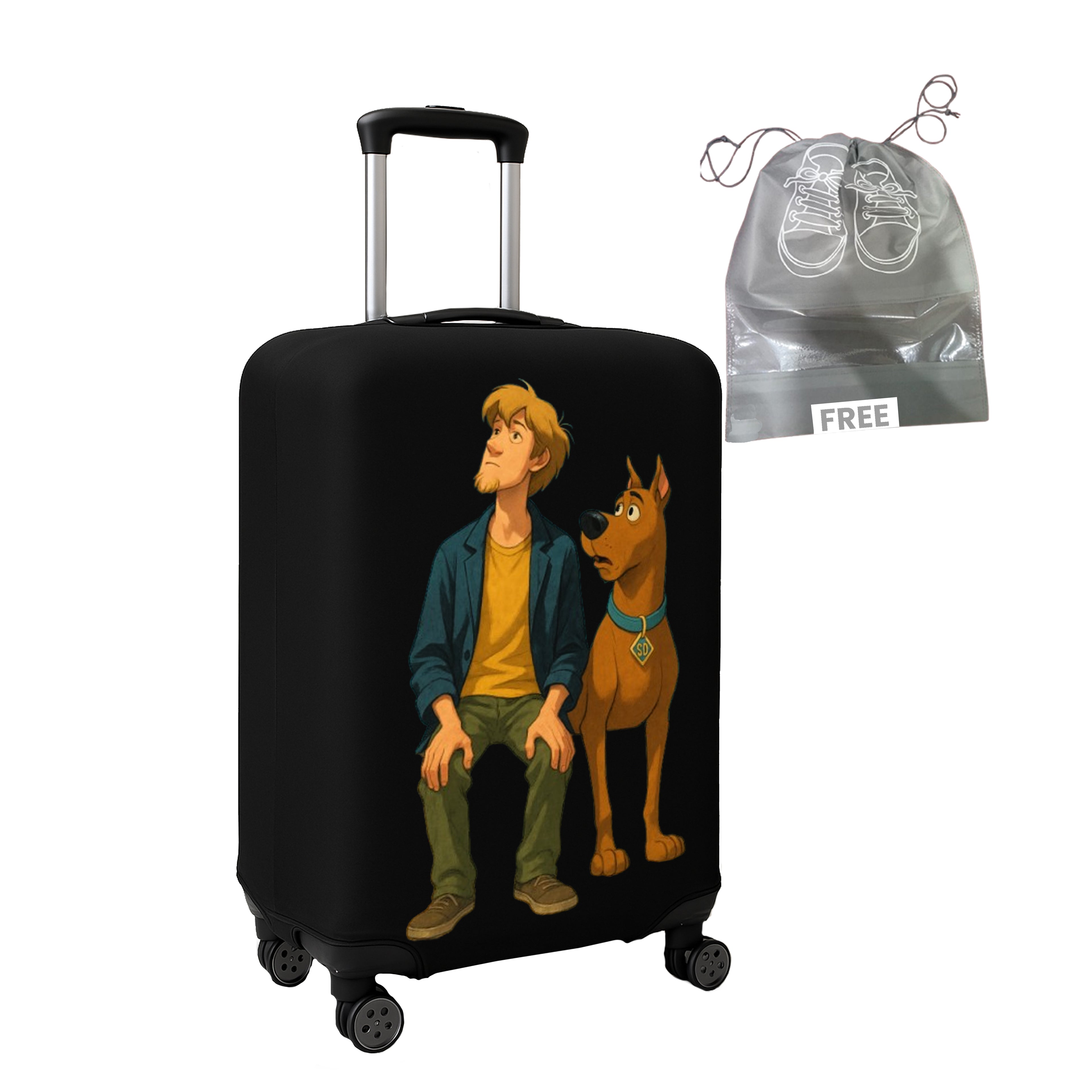 WanderWraps Spendex Polyester Protective Luggage Cover | Hard Luggage Trolley Bag Cover | Washable | Dust Proof | Stretchable | Spuuky Snackss