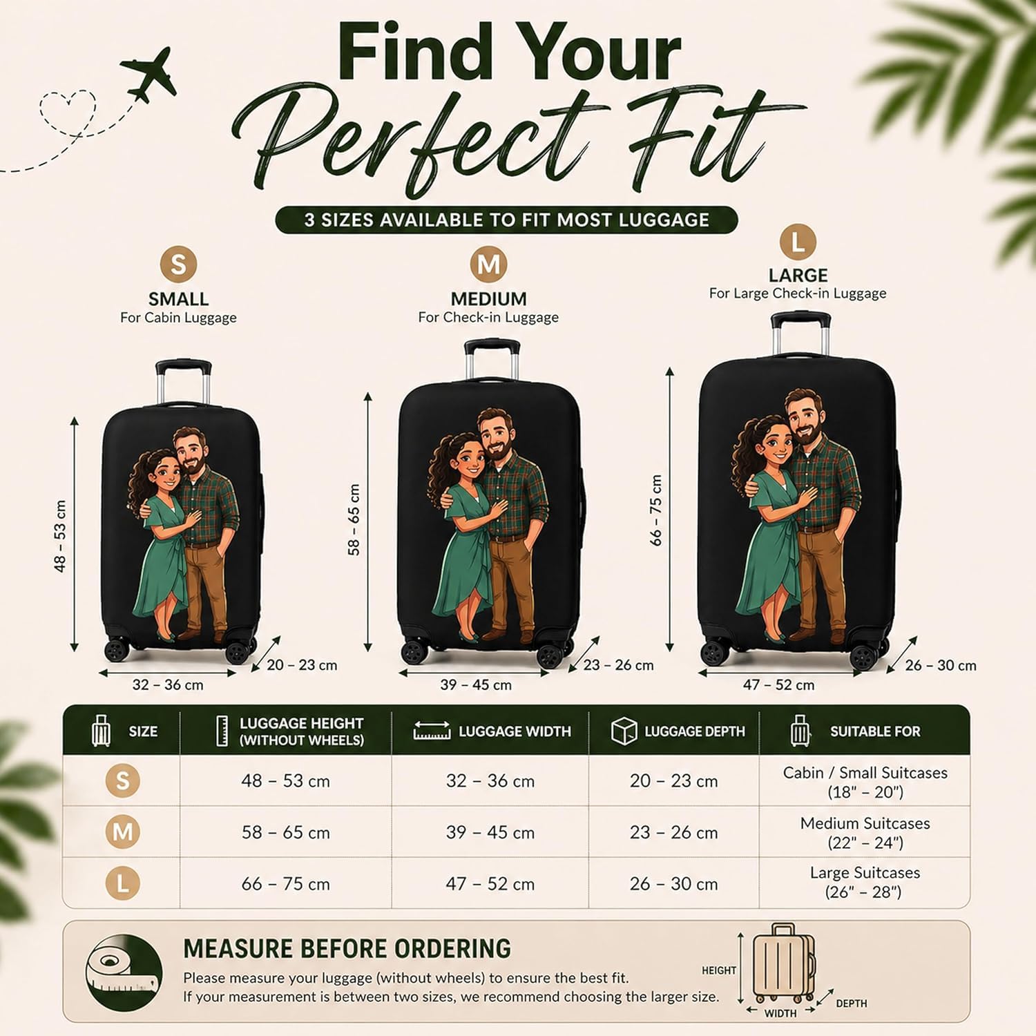 WanderWraps Custom Luggage Cover – Personalized Photo to Cartoon Travel Suitcase Cover | Stretchable Spandex Polyester | Dustproof, Washable, Anti-Scratch