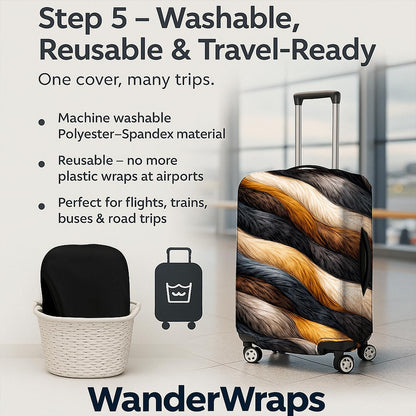 WanderWraps Spendex Polyester Protective Luggage Cover | Hard Luggage Trolley Bag Cover | Washable | Dust Proof | Stretchable | Feather Printedd__
