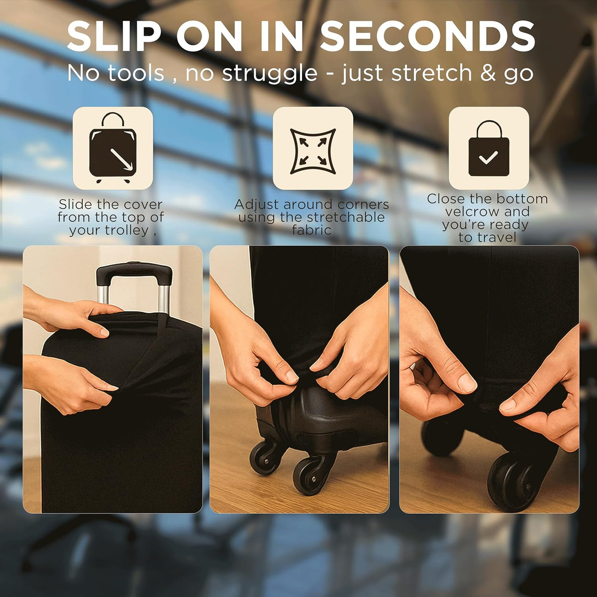 WanderWraps Spendex Polyester Protective Luggage Cover | Hard Luggage Trolley Bag Cover | Washable | Dust Proof | Stretchable | Velocityy
