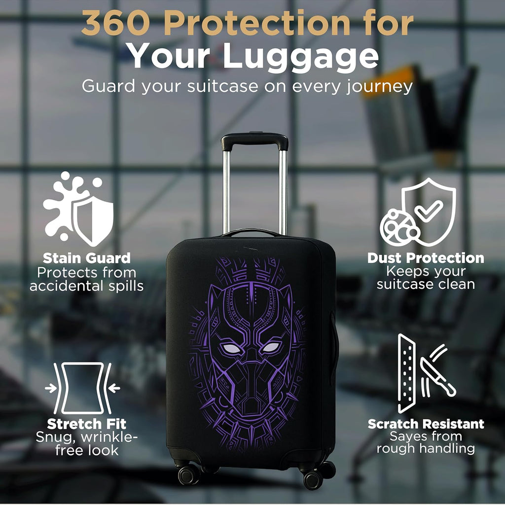 WanderWraps Spendex Polyester Protective Luggage Cover | Hard Luggage Trolley Bag Cover | Washable | Dust Proof | Stretchable | Vibranium Stealthh