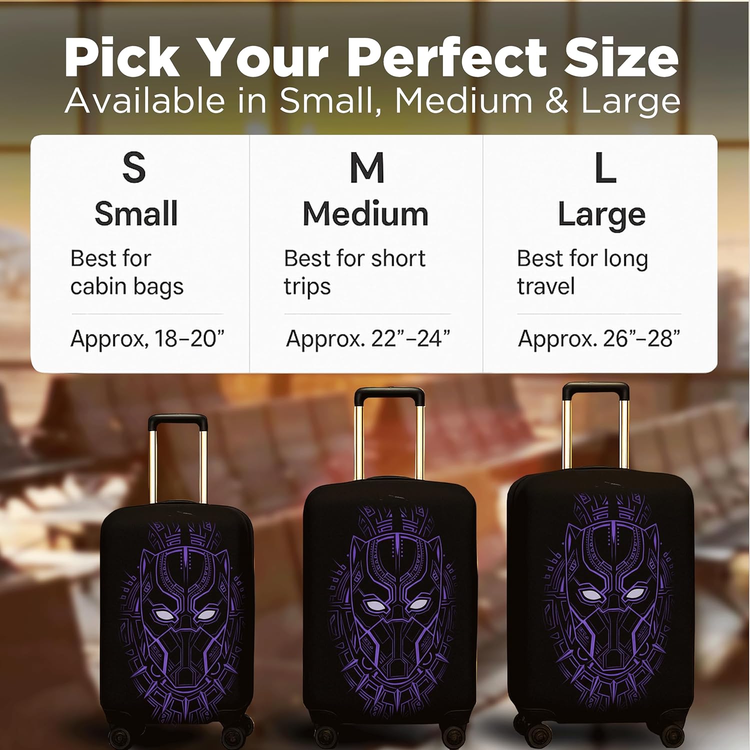 WanderWraps Spendex Polyester Protective Luggage Cover | Hard Luggage Trolley Bag Cover | Washable | Dust Proof | Stretchable | Vibranium Stealthh