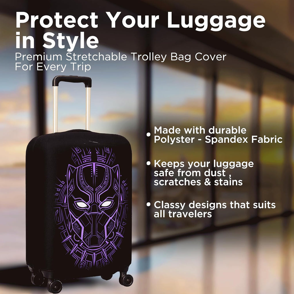 WanderWraps Spendex Polyester Protective Luggage Cover | Hard Luggage Trolley Bag Cover | Washable | Dust Proof | Stretchable | Vibranium Stealthh
