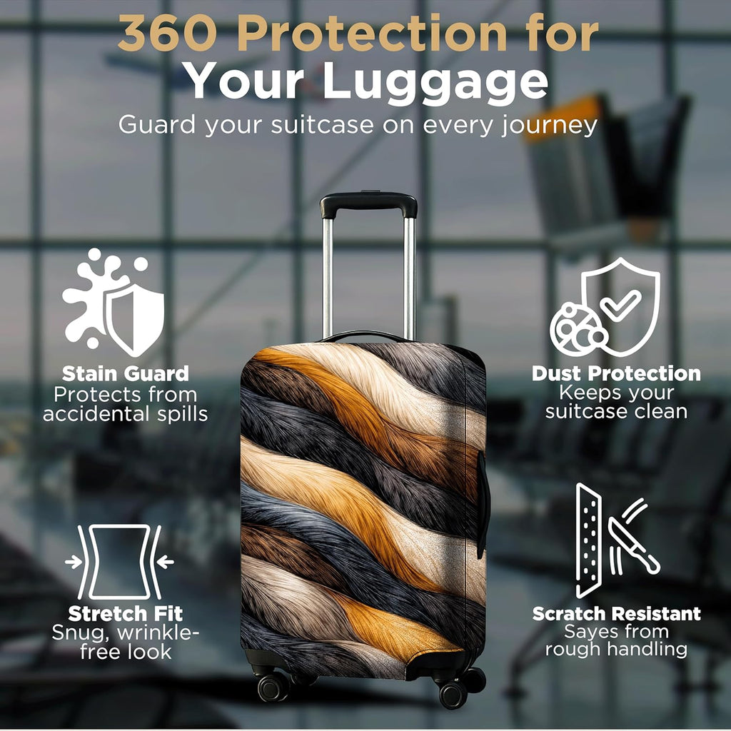 WanderWraps Spendex Polyester Protective Luggage Cover | Hard Luggage Trolley Bag Cover | Washable | Dust Proof | Stretchable | Feather Printedd__