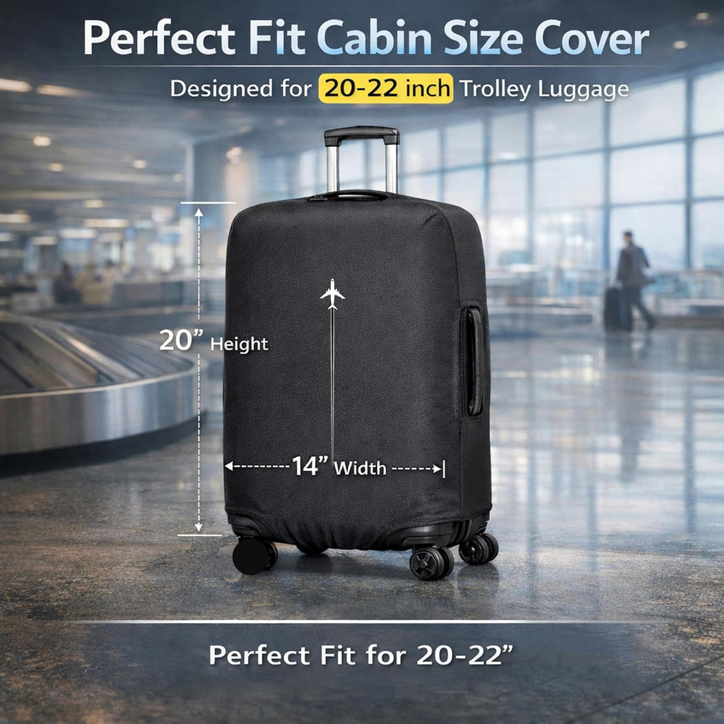 WanderWraps Spendex Polyester Protective Luggage Cover | Hard Luggage Trolley Bag Cover | Washable | Dust Proof | Stretchable | S - 20 inch | AstroJet