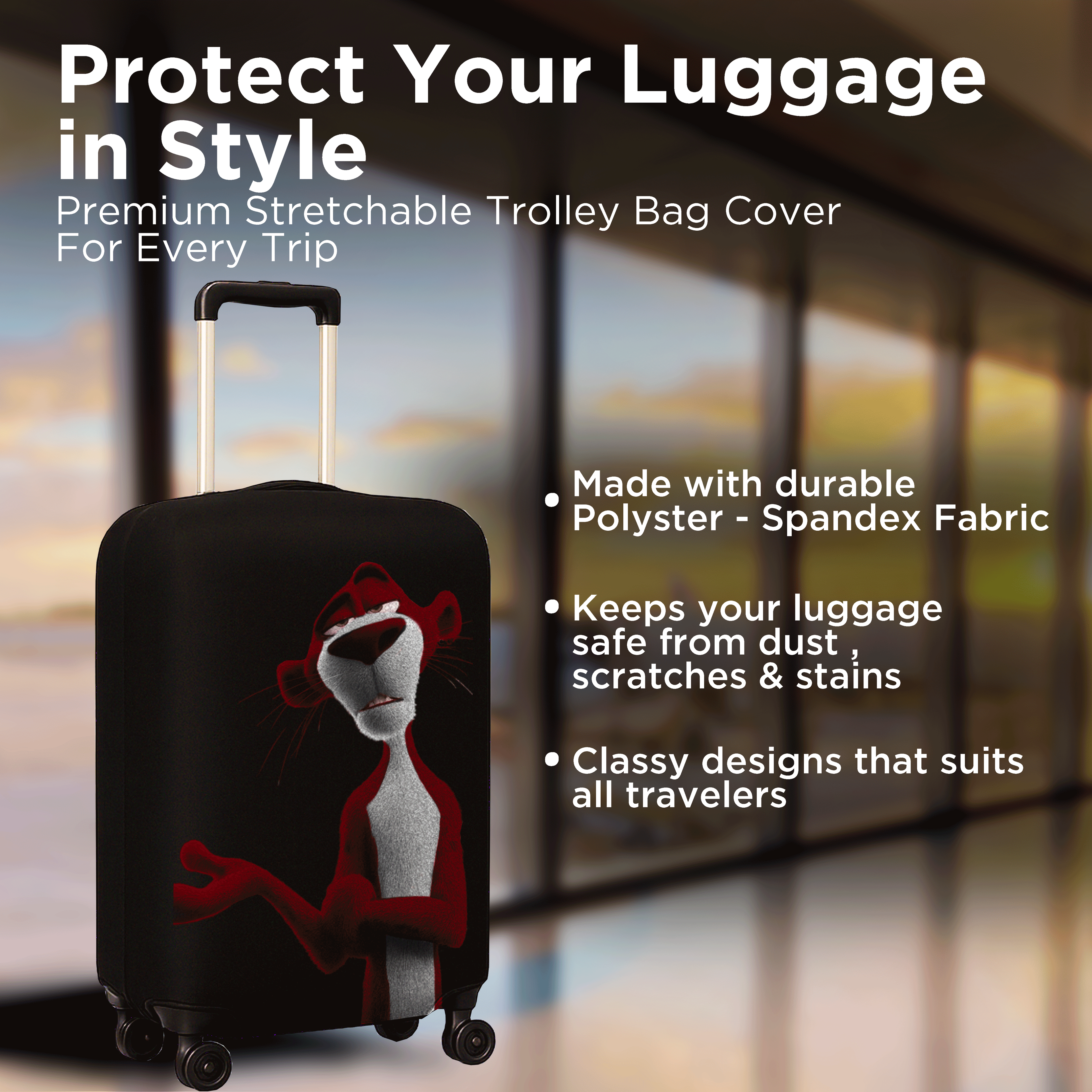 WanderWraps Spendex Polyester Protective Luggage Cover | Hard Luggage Trolley Bag Cover | Washable | Dust Proof | Stretchable | S - 20 inch | Moody Crimson_