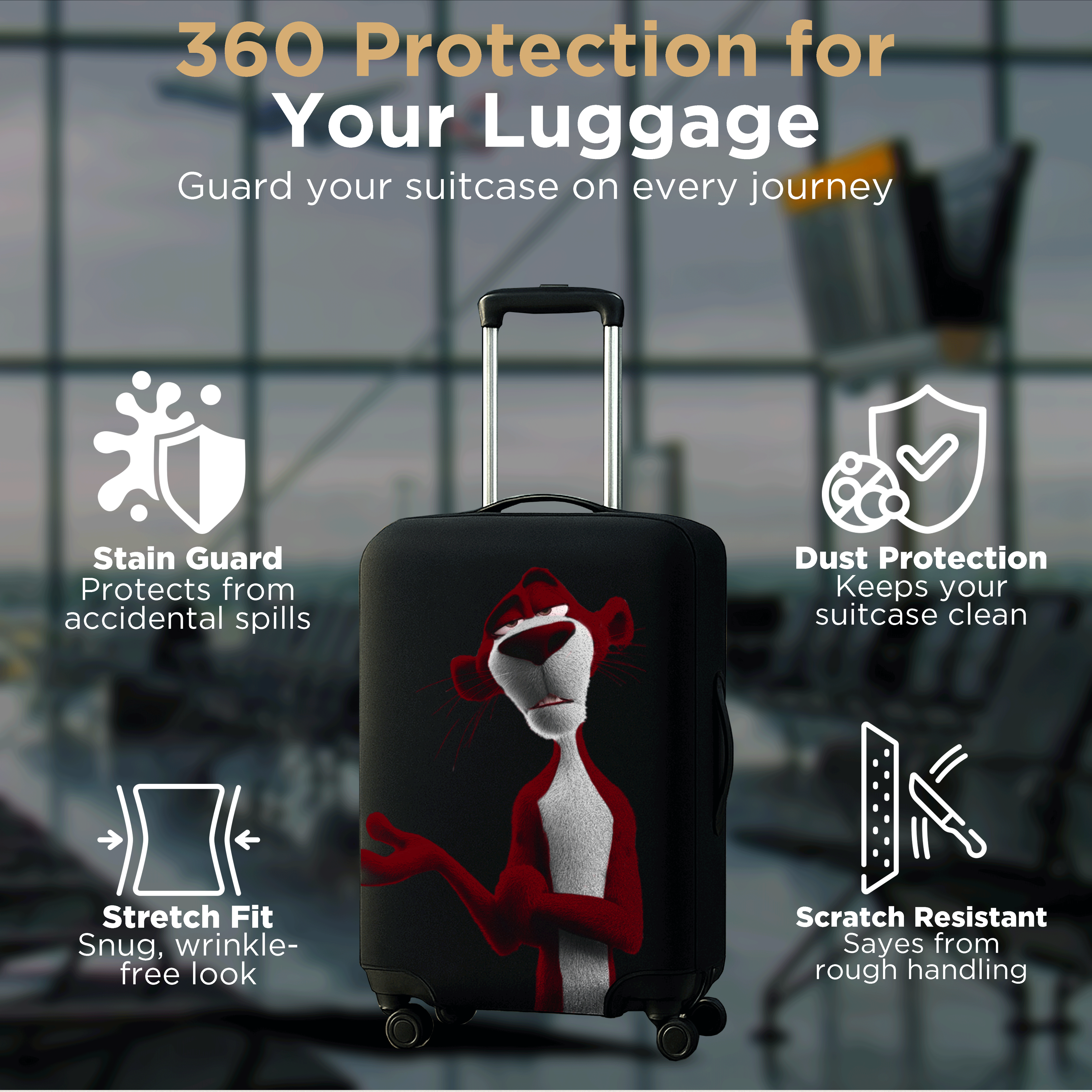 WanderWraps Spendex Polyester Protective Luggage Cover | Hard Luggage Trolley Bag Cover | Washable | Dust Proof | Stretchable | S - 20 inch | Moody Crimson_