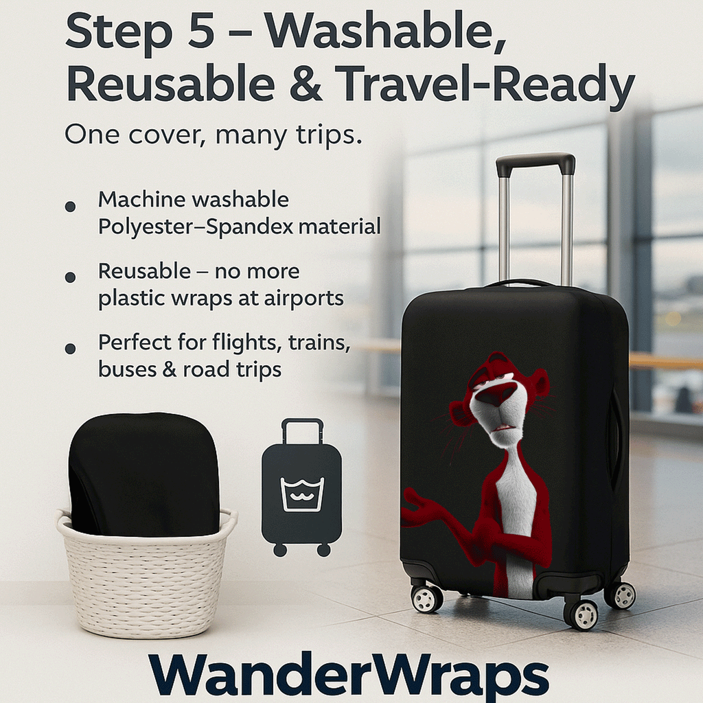 WanderWraps Spendex Polyester Protective Luggage Cover | Hard Luggage Trolley Bag Cover | Washable | Dust Proof | Stretchable | S - 20 inch | Moody Crimson_