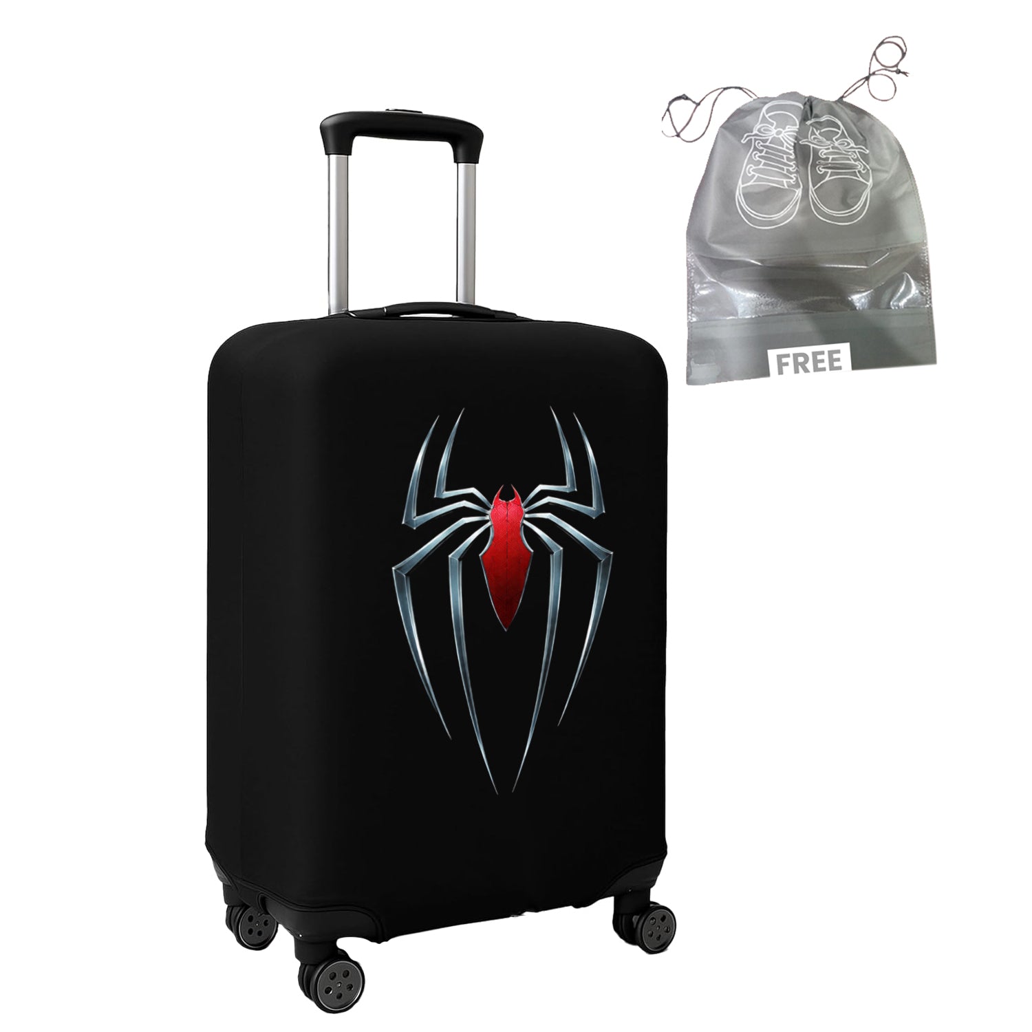 WanderWraps Spendex Polyester Protective Luggage Cover | Hard Luggage Trolley Bag Cover | Washable | Dust Proof | Stretchable | L - 28 inch | Crimsonn Web