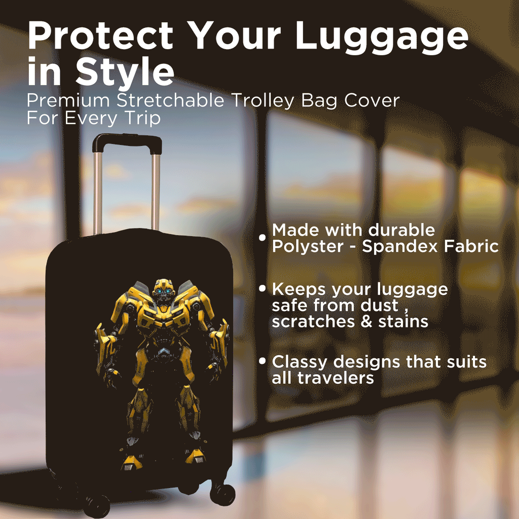 WanderWraps Spendex Polyester Protective Luggage Cover | Hard Luggage Trolley Bag Cover | Washable | Dust Proof | Stretchable | Cyber-Stinger___
