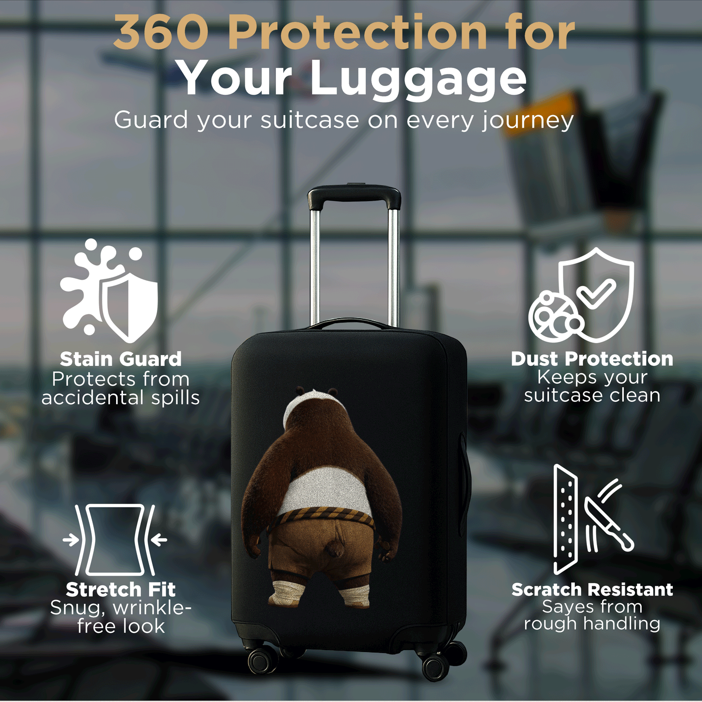 WanderWraps Spendex Polyester Protective Luggage Cover | Hard Luggage Trolley Bag Cover | Washable | Dust Proof | Stretchable | Pandaa-Drip