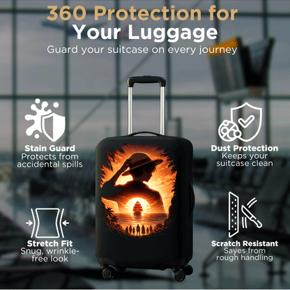 WanderWraps Spendex Polyester Protective Luggage Cover | Hard Luggage Trolley Bag Cover | Washable | Dust Proof | Stretchable | Pirate Odyssey_