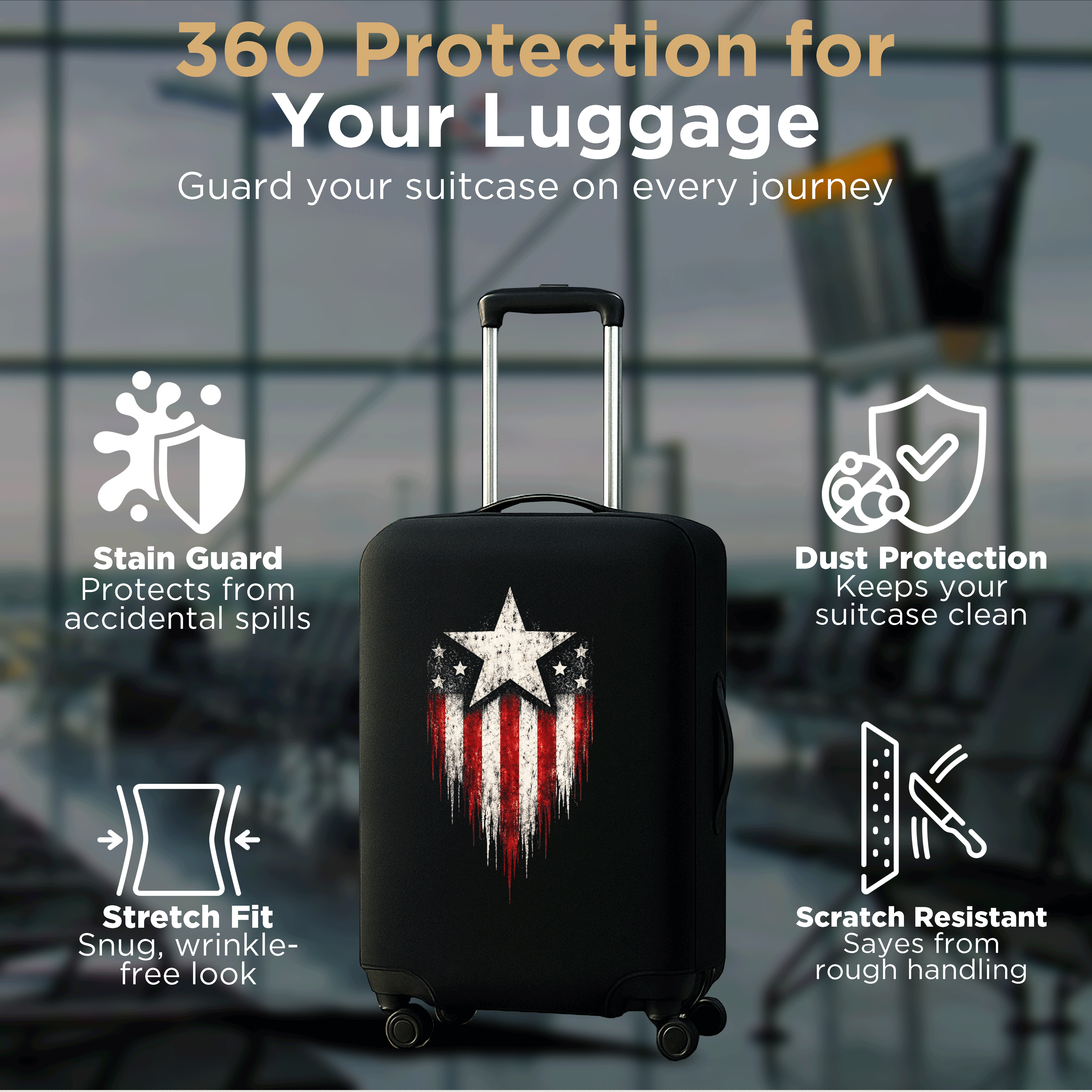 WanderWraps Spendex Polyester Protective Luggage Cover | Hard Luggage Trolley Bag Cover | Washable | Dust Proof | Stretchable | Rebel Gloryy_