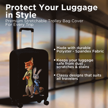 WanderWraps Spendex Polyester Protective Luggage Cover | Hard Luggage Trolley Bag Cover | Washable | Dust Proof | Stretchable  | Urban-Hustle-Duo__