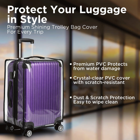 WanderWraps Spendex Polyester Protective Luggage Cover | Hard Luggage Trolley Bag Cover | Washable | Dust Proof | Transparent