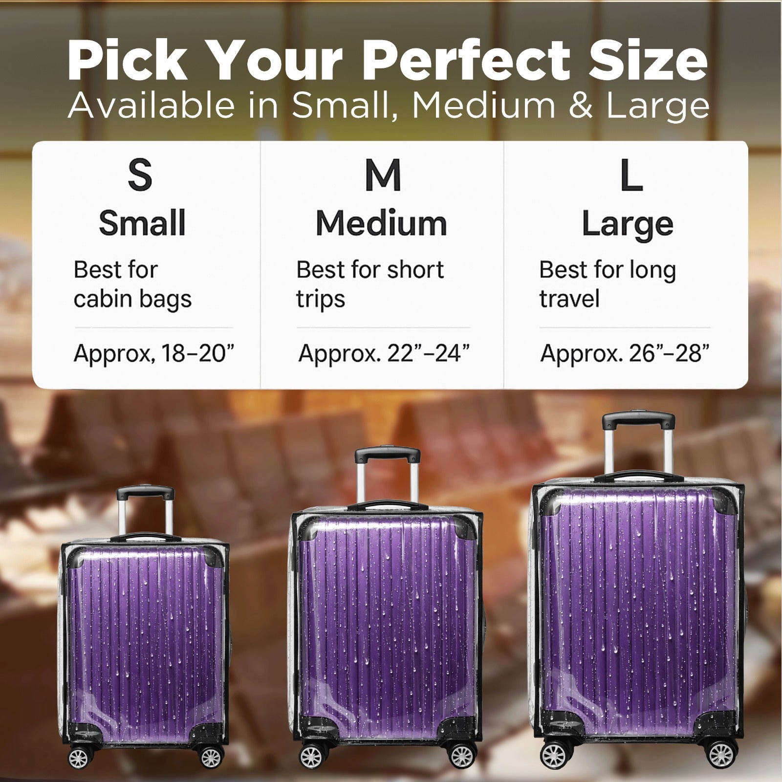 WanderWraps Spendex Polyester Protective Luggage Cover | Hard Luggage Trolley Bag Cover | Washable | Dust Proof | Transparent