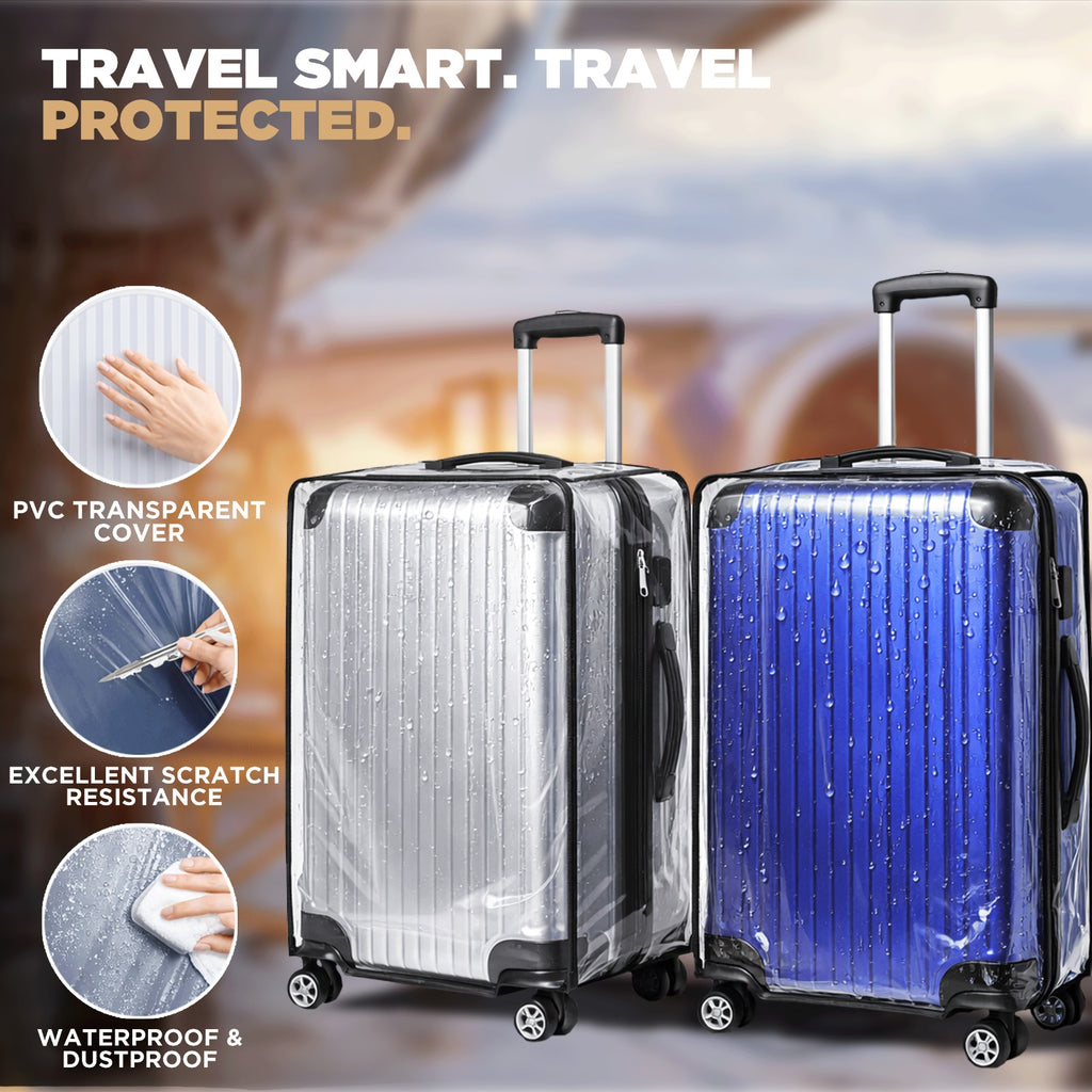 WanderWraps Spendex Polyester Protective Luggage Cover | Hard Luggage Trolley Bag Cover | Washable | Dust Proof | Transparent