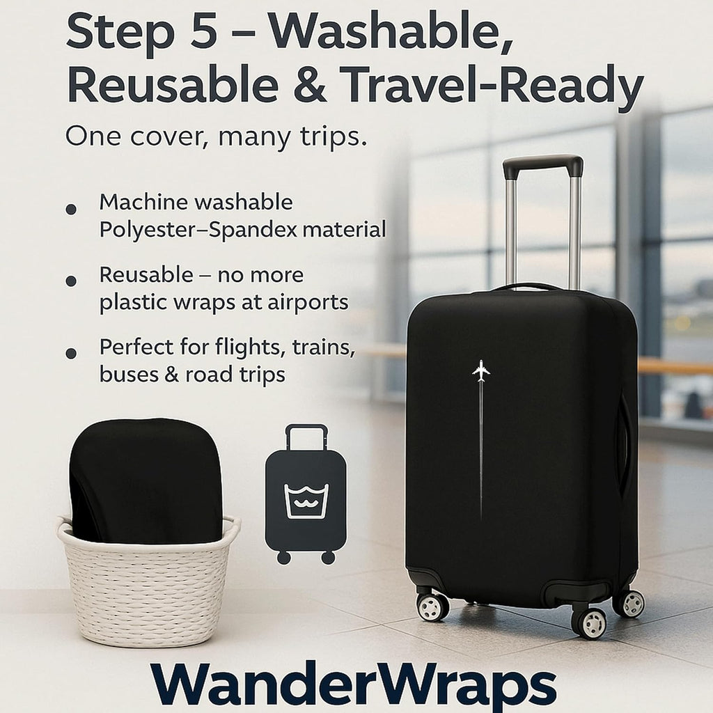 WanderWraps Spendex Polyester Protective Luggage Cover | Hard Luggage Trolley Bag Cover | Washable | Dust Proof | Stretchable | S - 20 inch | AstroJet