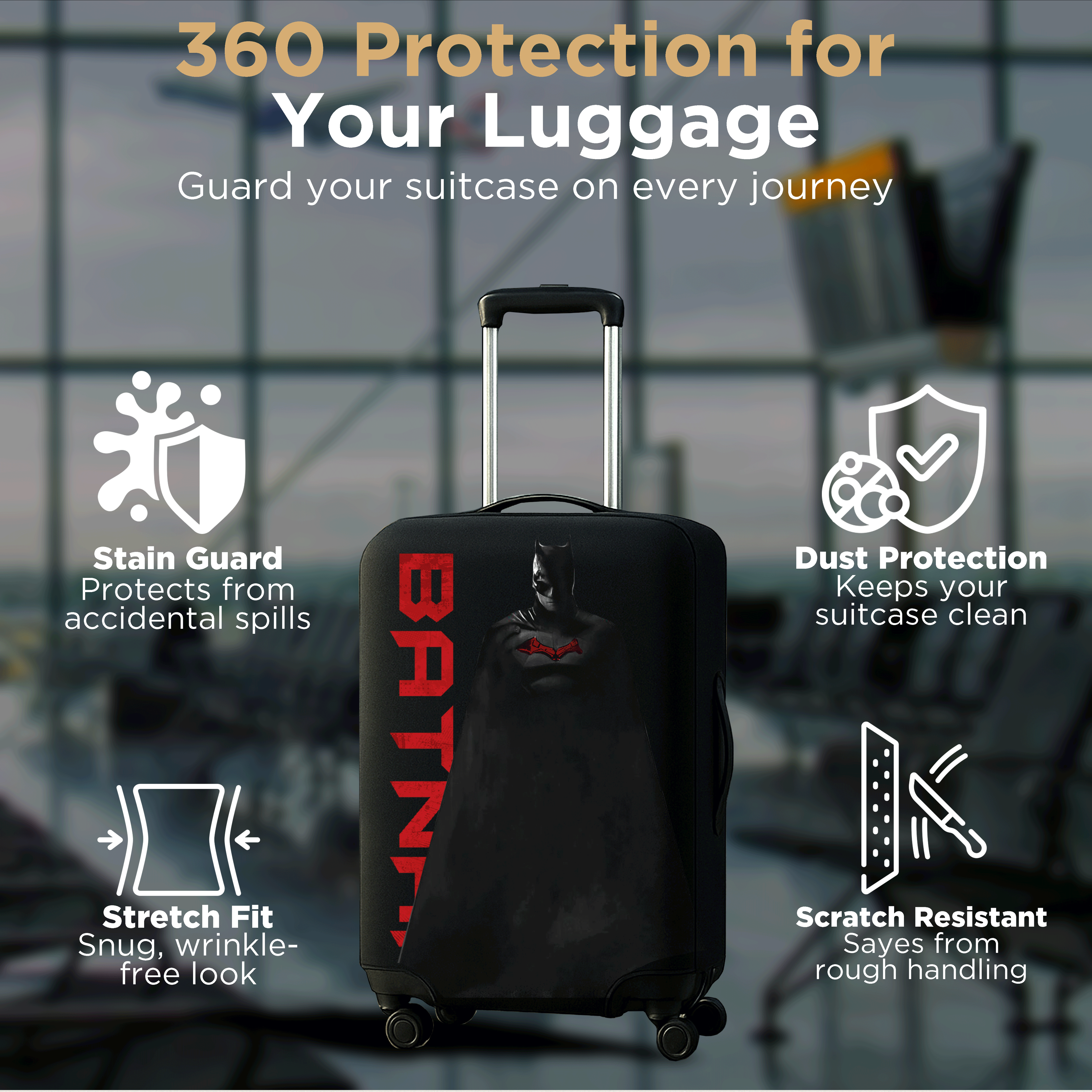 WanderWraps Spendex Polyester Protective Luggage Cover | Hard Luggage Trolley Bag Cover | Washable | Dust Proof | Stretchable | Vengeanceee