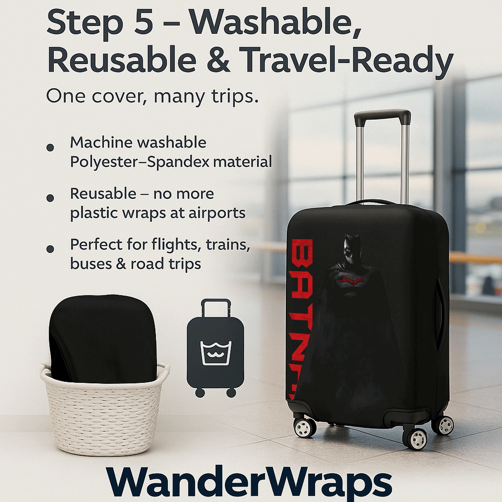 WanderWraps Spendex Polyester Protective Luggage Cover | Hard Luggage Trolley Bag Cover | Washable | Dust Proof | Stretchable | Vengeanceee