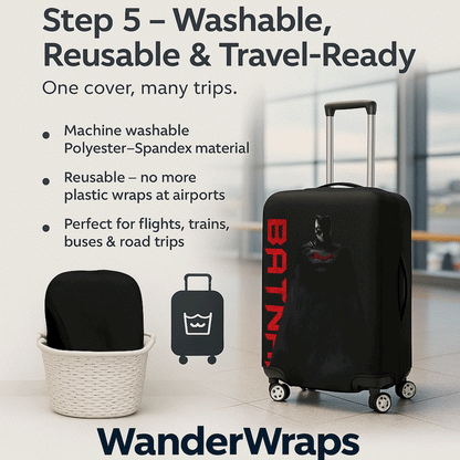 WanderWraps Spendex Polyester Protective Luggage Cover | Hard Luggage Trolley Bag Cover | Washable | Dust Proof | Stretchable | Vengeanceee