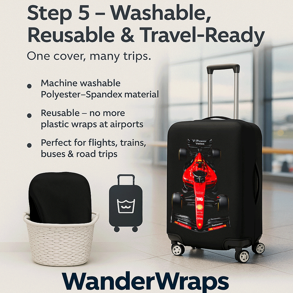 WanderWraps Spendex Polyester Protective Luggage Cover | Hard Luggage Trolley Bag Cover | Washable | Dust Proof | Stretchable  | Torinoo