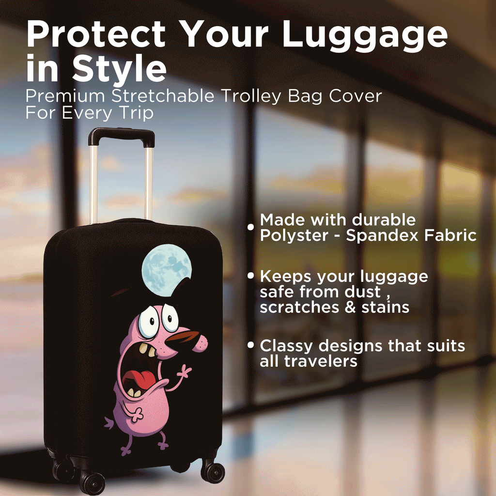 WanderWraps Spendex Polyester Protective Luggage Cover | Hard Luggage Trolley Bag Cover | Washable | Dust Proof | Stretchable | Stupid Dogg