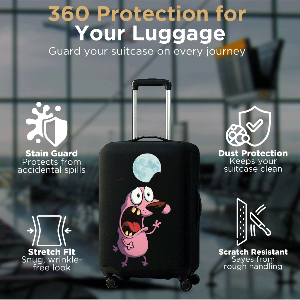 WanderWraps Spendex Polyester Protective Luggage Cover | Hard Luggage Trolley Bag Cover | Washable | Dust Proof | Stretchable | Stupid Dogg