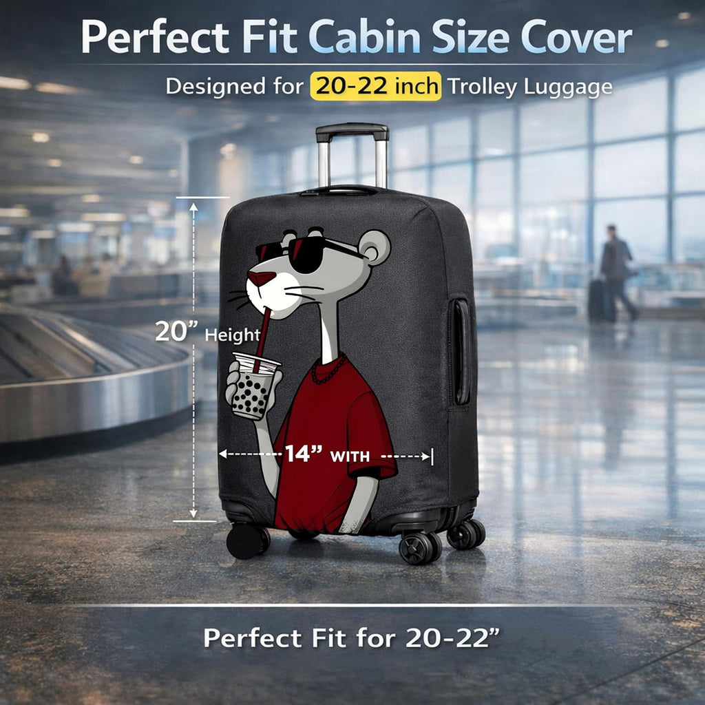 WanderWraps Spendex Polyester Protective Luggage Cover | Hard Luggage Trolley Bag Cover | Washable | Dust Proof | Stretchable | S - 20 inch | Dip Panther