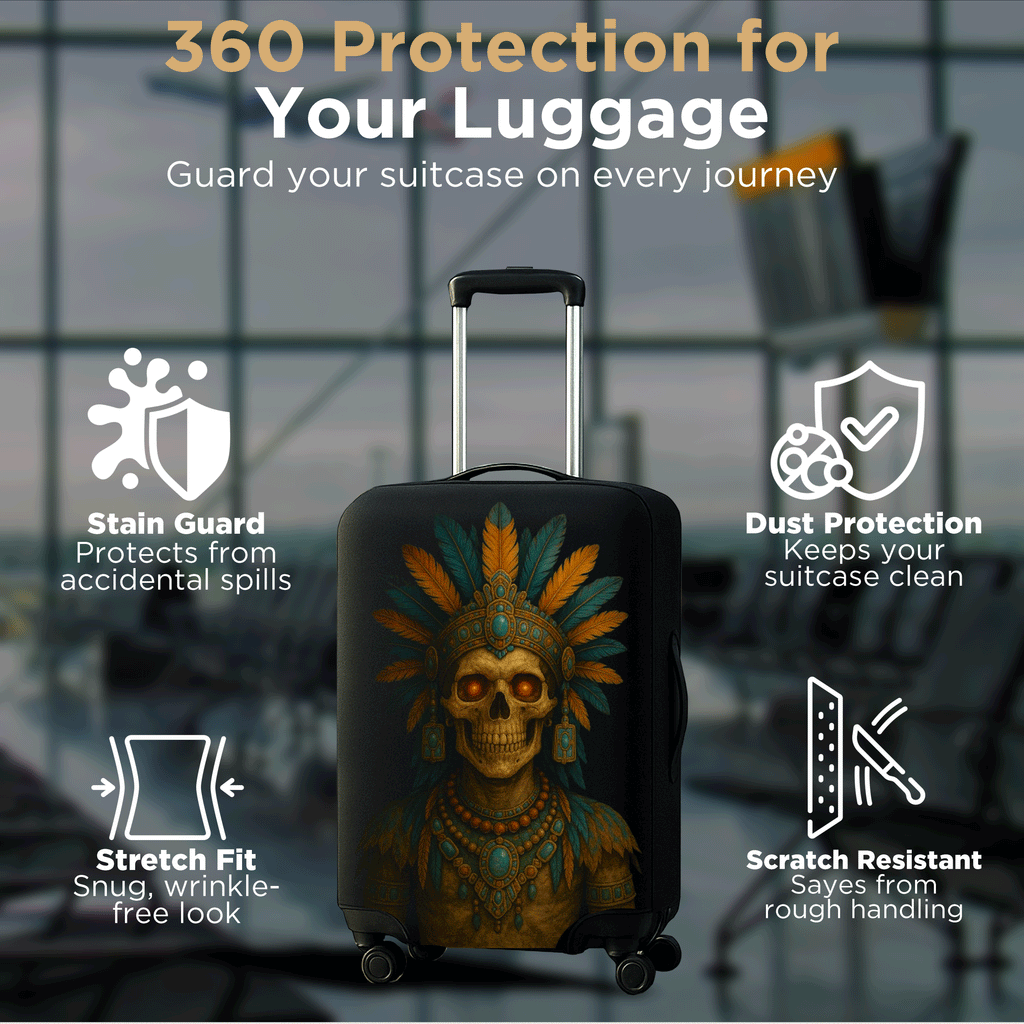 WanderWraps Spendex Polyester Protective Luggage Cover | Hard Luggage Trolley Bag Cover | Washable | Dust Proof | Stretchable | Aztec