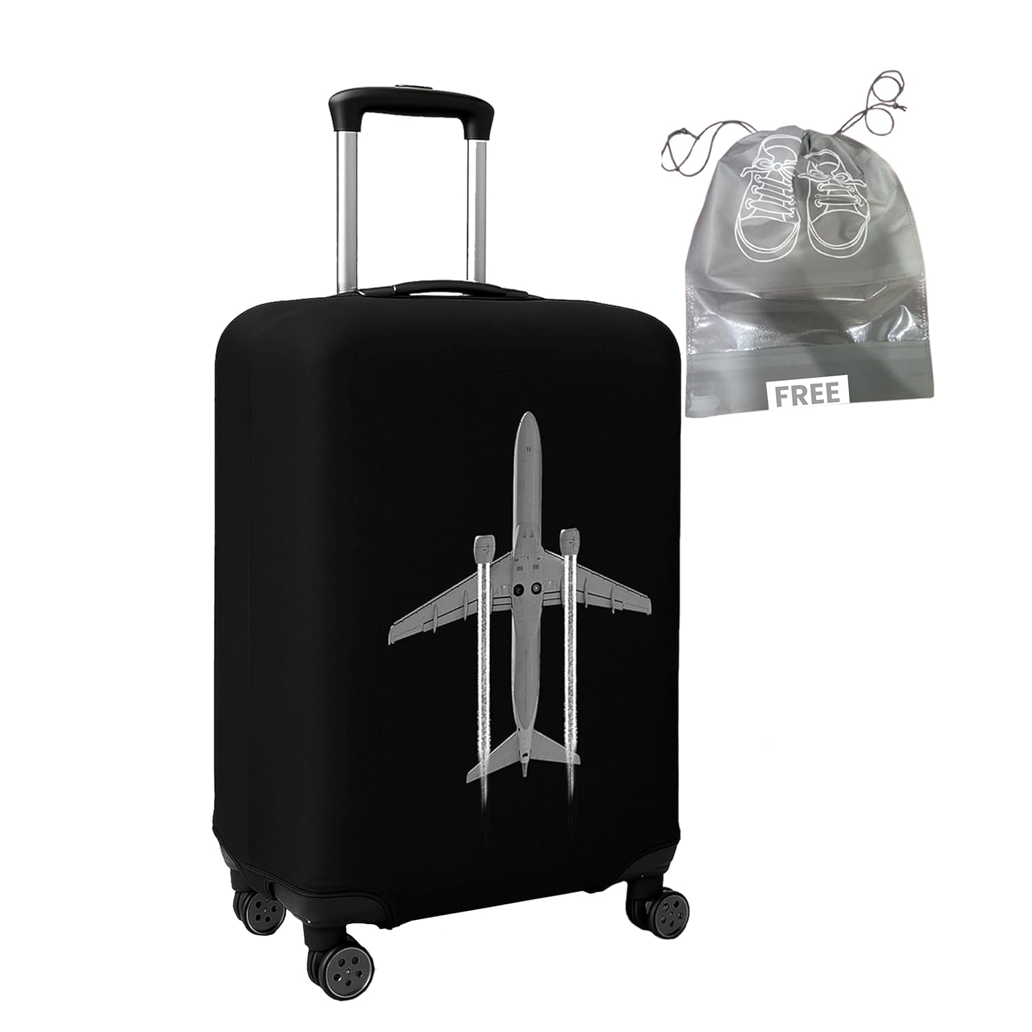 WanderWraps Spendex Polyester Protective Luggage Cover | Hard Luggage Trolley Bag Cover | Washable | Dust Proof | Stretchable | S - 20 inch | Jetstreamm