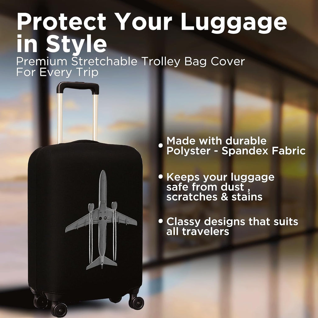 WanderWraps Spendex Polyester Protective Luggage Cover | Hard Luggage Trolley Bag Cover | Washable | Dust Proof | Stretchable | S - 20 inch | Jetstreamm