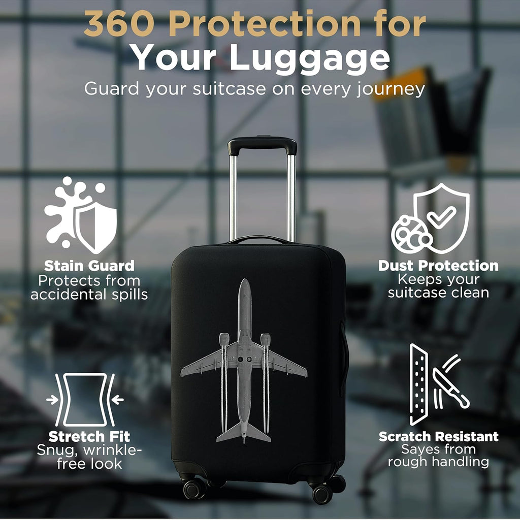 WanderWraps Spendex Polyester Protective Luggage Cover | Hard Luggage Trolley Bag Cover | Washable | Dust Proof | Stretchable | S - 20 inch | Jetstreamm