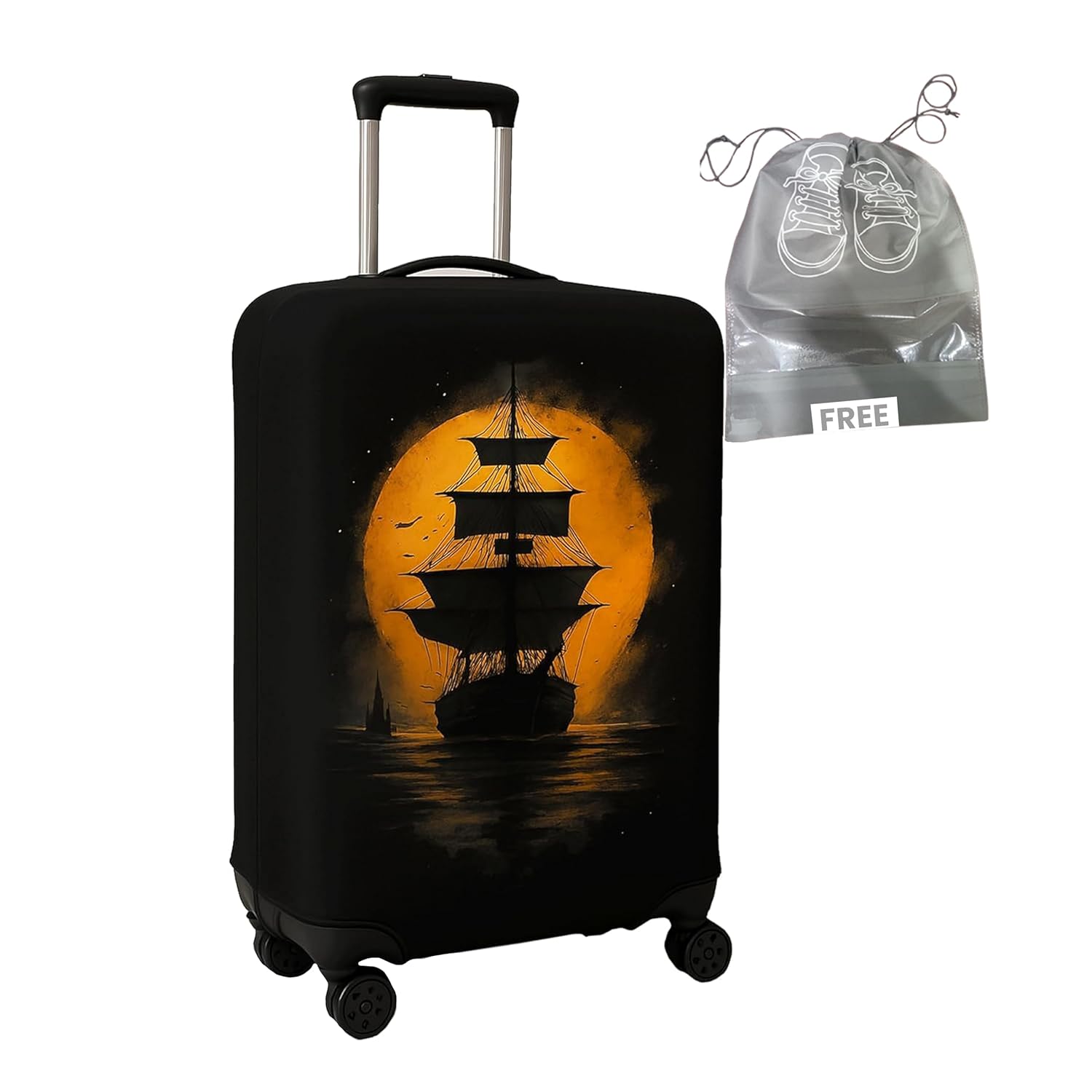 WanderWraps Spendex Polyester Protective Luggage Cover | Hard Luggage Trolley Bag Cover | Washable | Dust Proof | Stretchable | S - 20 inch | Moonvoyagee