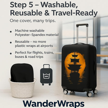 WanderWraps Spendex Polyester Protective Luggage Cover | Hard Luggage Trolley Bag Cover | Washable | Dust Proof | Stretchable | S - 20 inch | Moonvoyagee