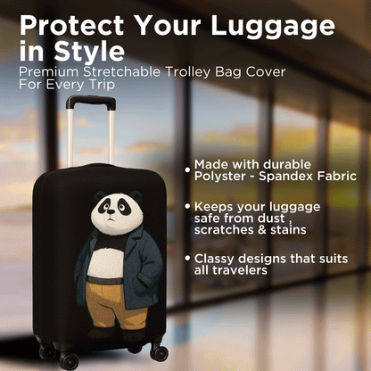 WanderWraps Spendex Polyester Protective Luggage Cover | Hard Luggage Trolley Bag Cover | Washable | Dust Proof | Stretchable | Urbann Panda