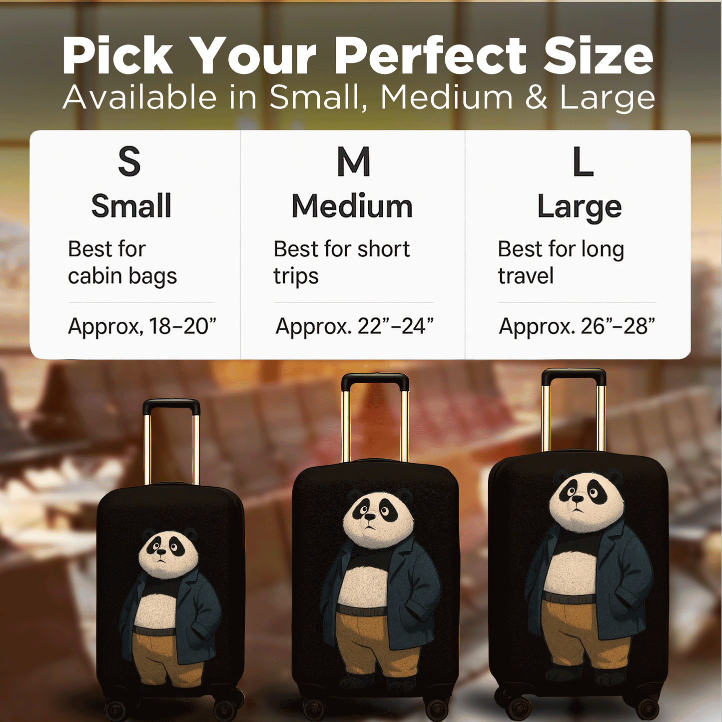 WanderWraps Spendex Polyester Protective Luggage Cover | Hard Luggage Trolley Bag Cover | Washable | Dust Proof | Stretchable | Urbann Panda