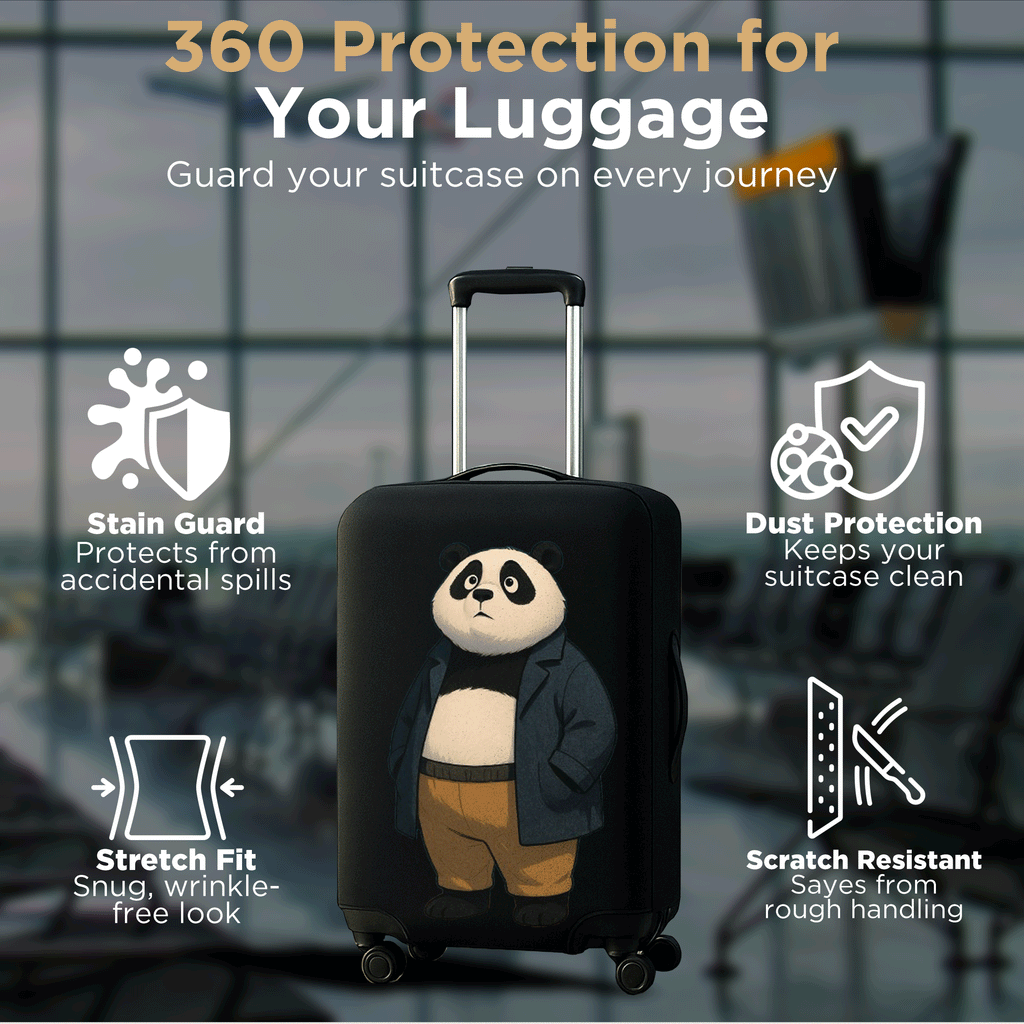 WanderWraps Spendex Polyester Protective Luggage Cover | Hard Luggage Trolley Bag Cover | Washable | Dust Proof | Stretchable | Urbann Panda