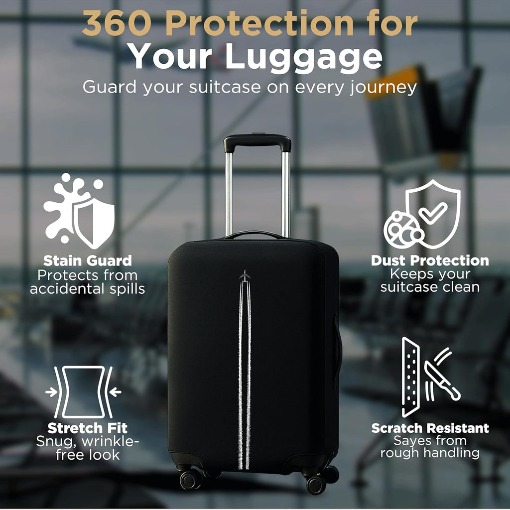 WanderWraps Spendex Polyester Protective Luggage Cover | Hard Luggage Trolley Bag Cover | Washable | Dust Proof | Stretchable | Skytrail
