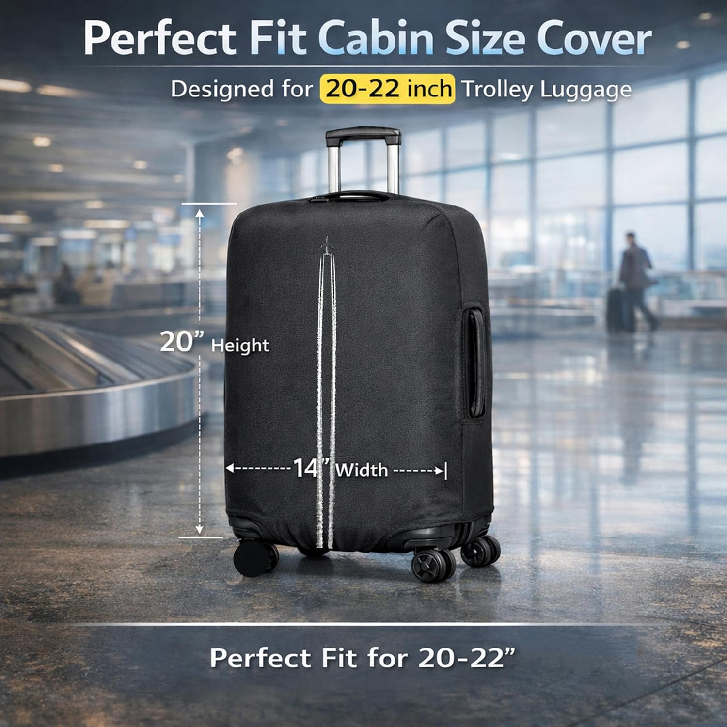 WanderWraps Spendex Polyester Protective Luggage Cover | Hard Luggage Trolley Bag Cover | Washable | Dust Proof | Stretchable | Skytrail