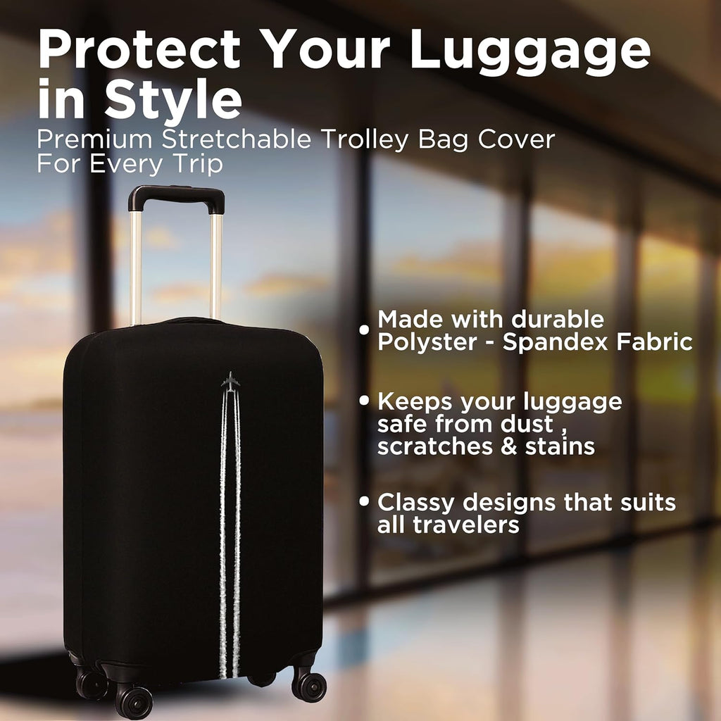WanderWraps Spendex Polyester Protective Luggage Cover | Hard Luggage Trolley Bag Cover | Washable | Dust Proof | Stretchable | Skytrail