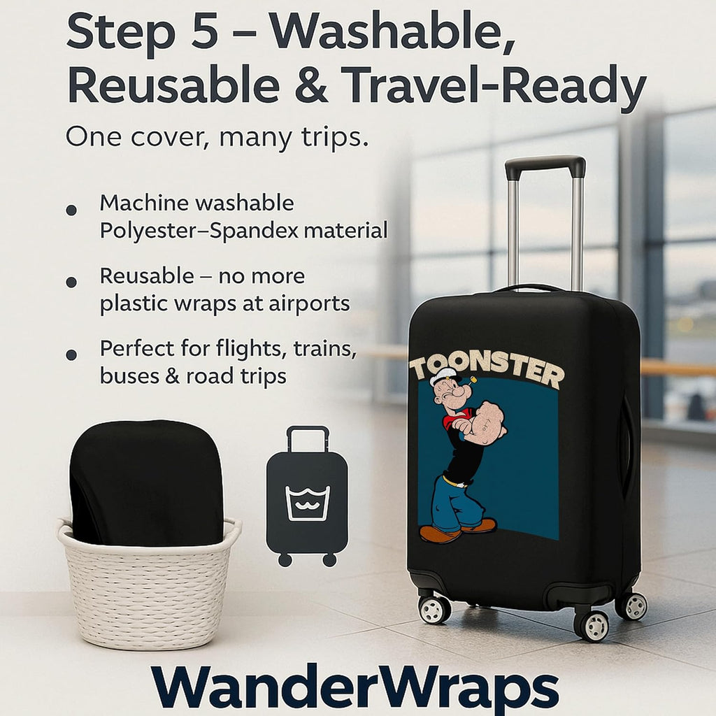 WanderWraps Spendex Polyester Protective Luggage Cover | Hard Luggage Trolley Bag Cover | Washable | Dust Proof | Stretchable |  Spinachmodee